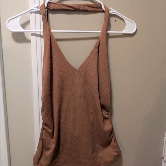 Tan Backless Relaxed Tank Top - Picture 1 of 6